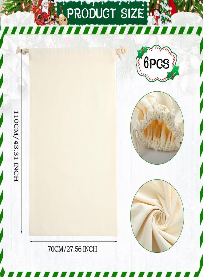 Clysee 6 Pcs Extra Large Santa Sublimation, 43.3 × 27.5 Inch Blank Christmas Huge Sacks Drawstring Christmas Gift Bag DIY Xmas Canvas Cotton Sack for Xmas Gift Sublimation Drawstring Bag - Image 2